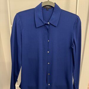 Theory Silk Shirt in Bright Blue Size Small (gorgeous material)!
